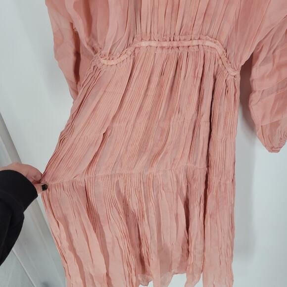 LoveShackFancy Faded Marsala Pleated Noelle Midi Dress S - Picture 5 of 16